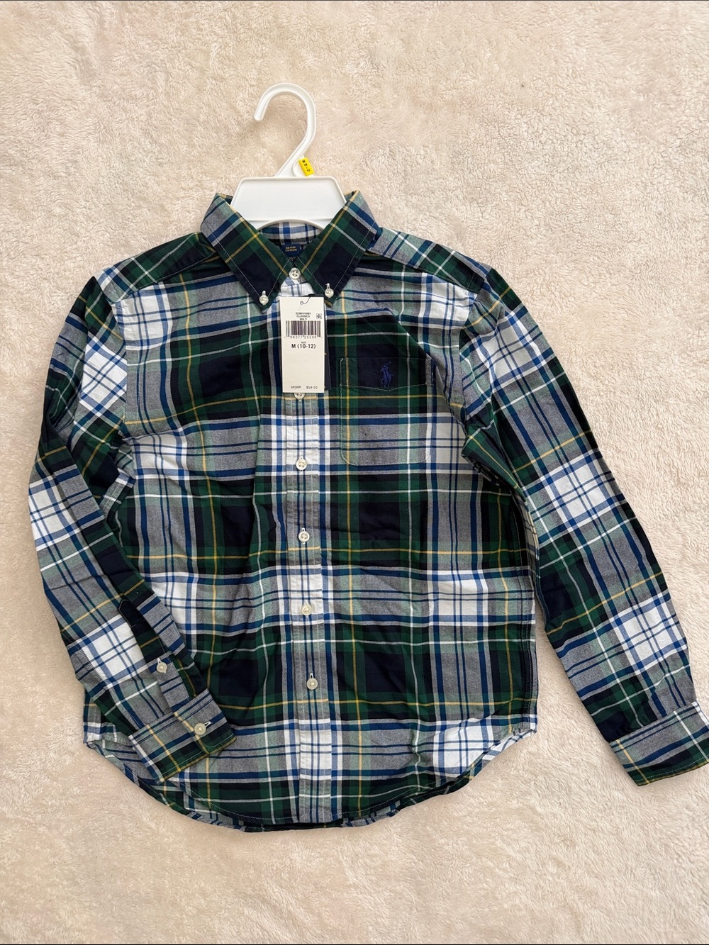 Polo by Ralph Lauren Green, Blue & White Plaid Button-Down Shirt